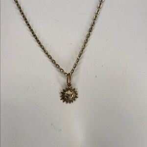 Gold Toned Sun Pendant Necklace